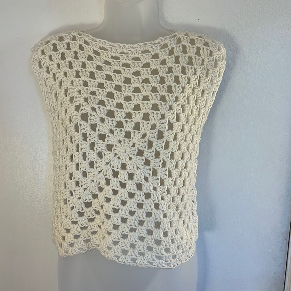 New handmade crocheted granny square top.  Cream size S-M